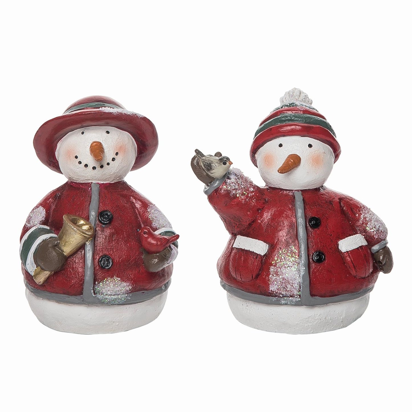 Transpac Resin Quilted Snowman Figurine, Set Of 2, Assortment
