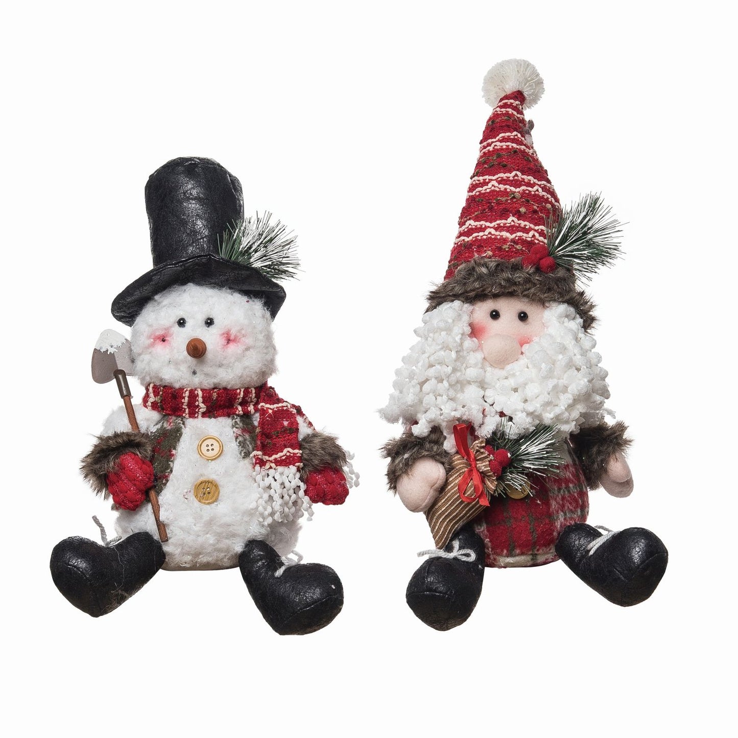 Transpac Plush Festive Santa/Snowman Sitter, Set Of 2, Assortment