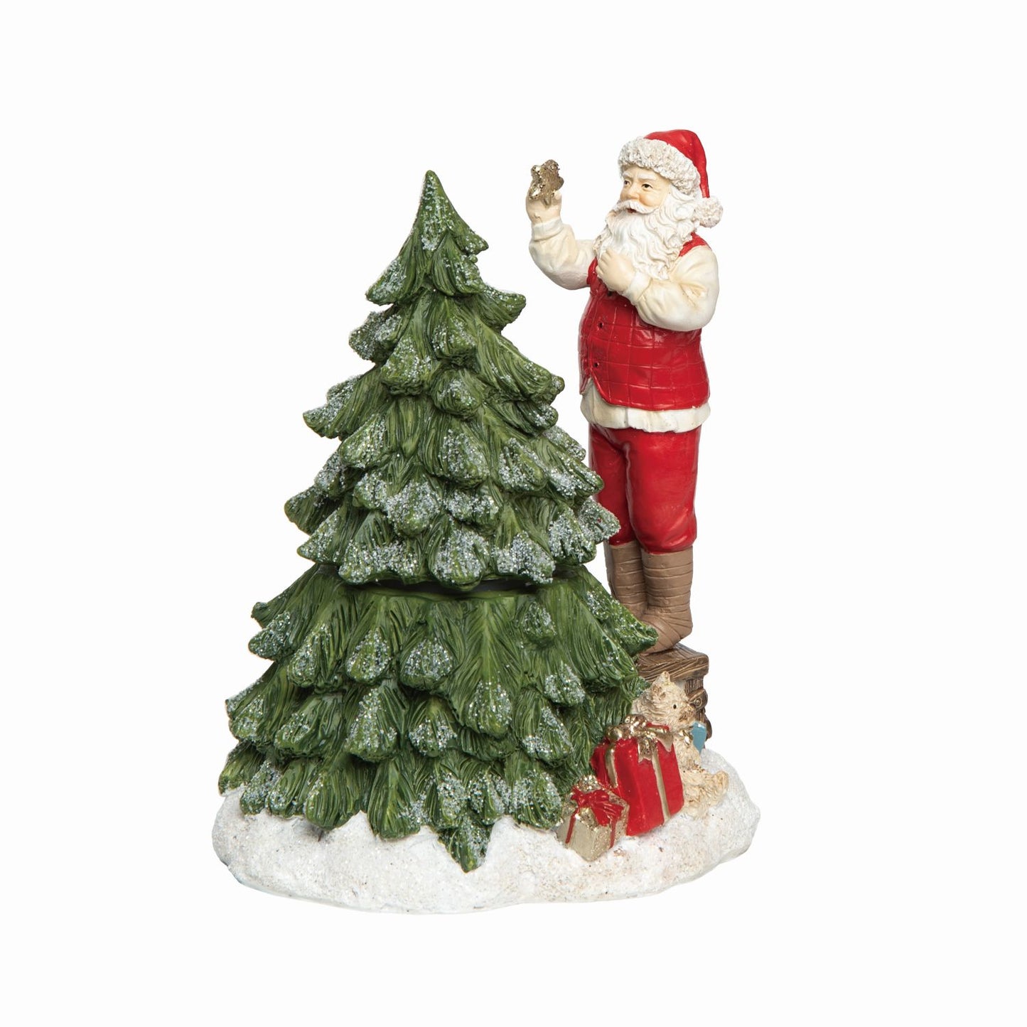 Transpac Resin Nostalgic Santa & Tree Music Box