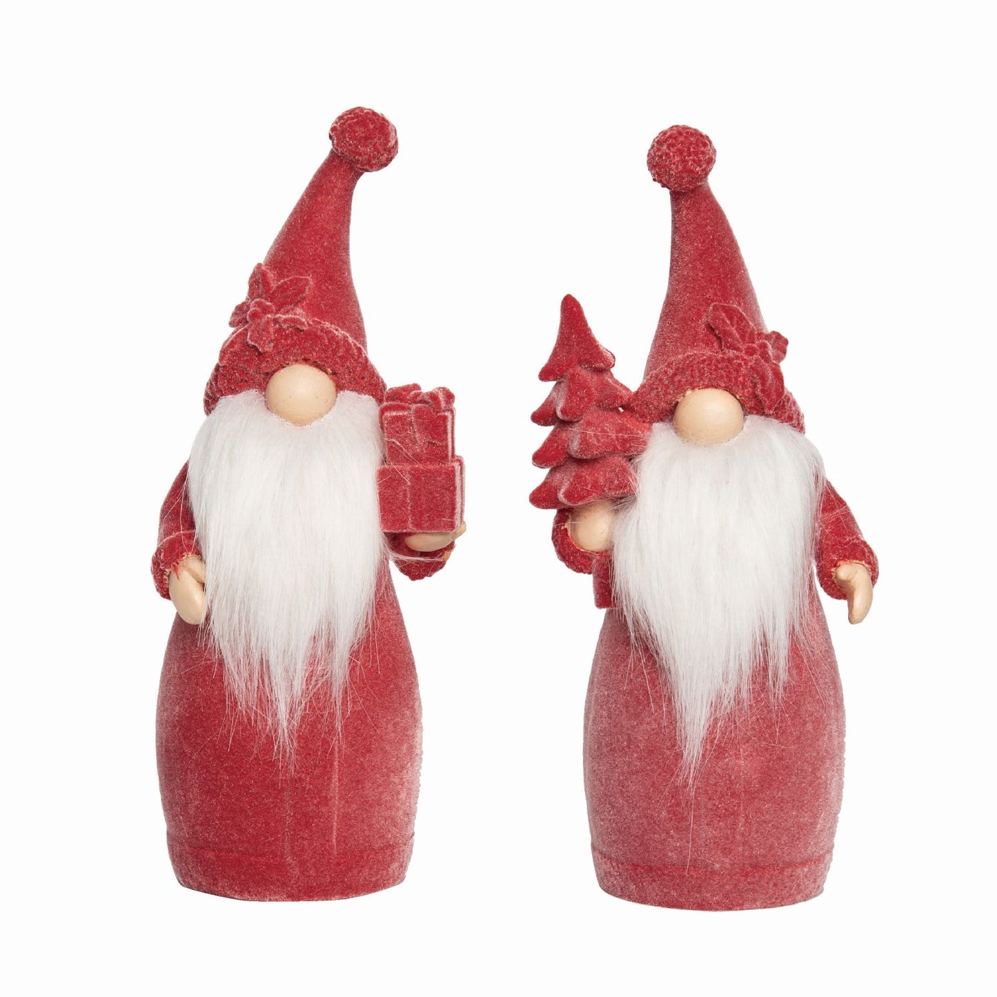 Transpac Resin Flocked Bearded Gnome Santa Figurine, Set Of 2, Assortment