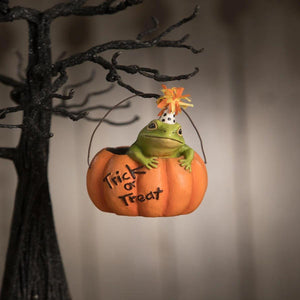 Bethany Lowe Party Frog In Pumpkin Ornament by Bethany Lowe