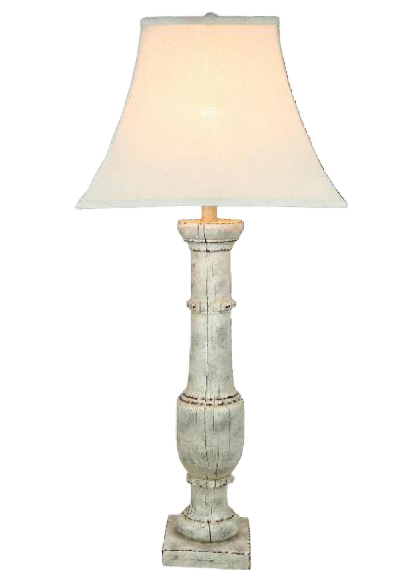 Vintage Direct 34.5"H Cream Rustic Wood Table Lamp