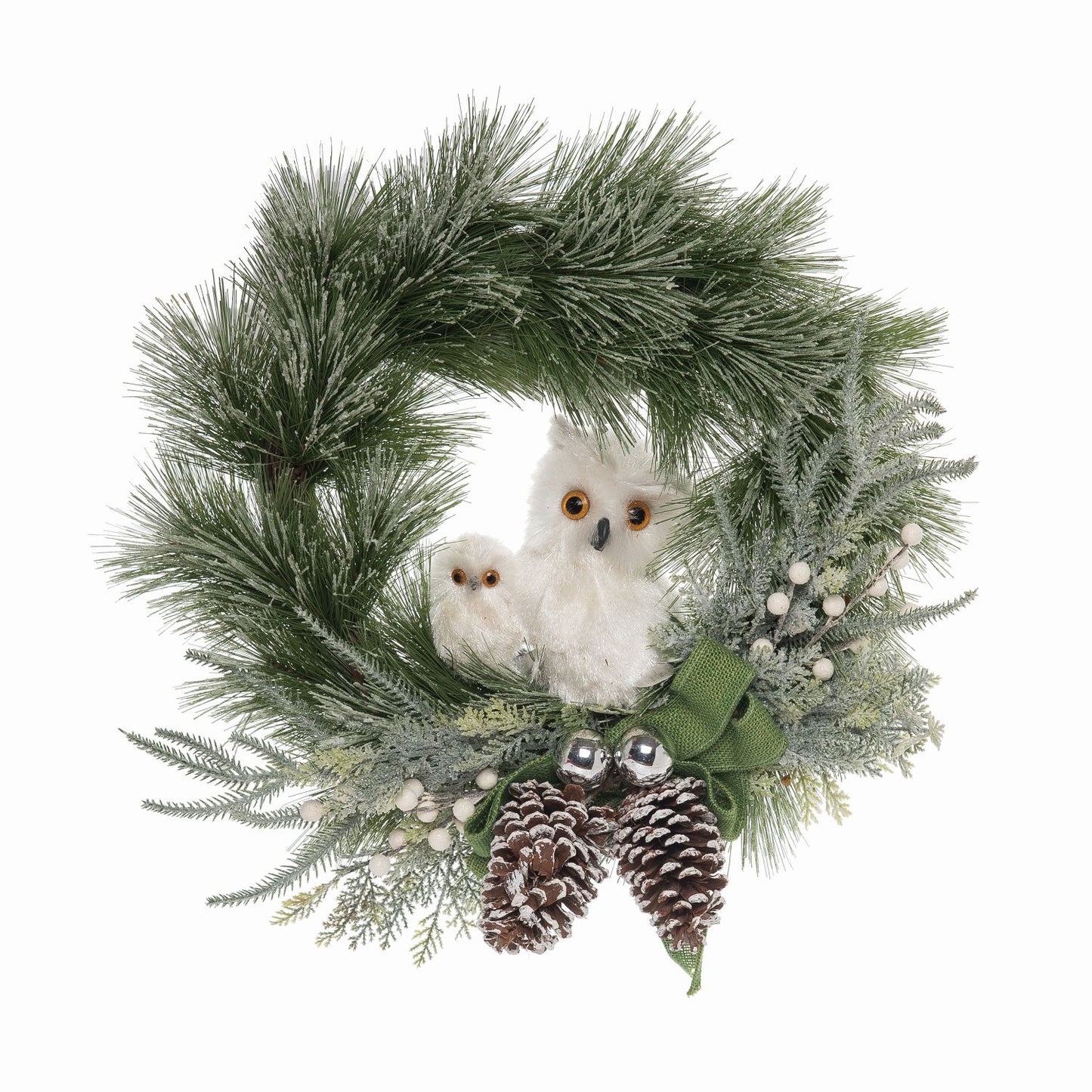Transpac Acorn & Snowy Owl Wreath