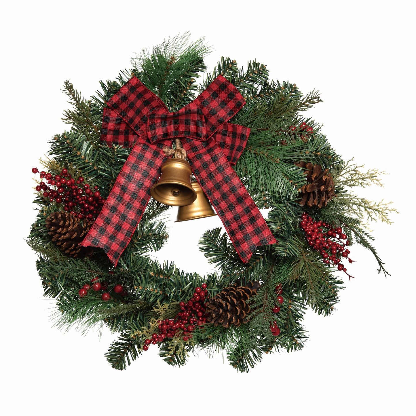 Transpac Pinecone Wreath With Bells & Bow