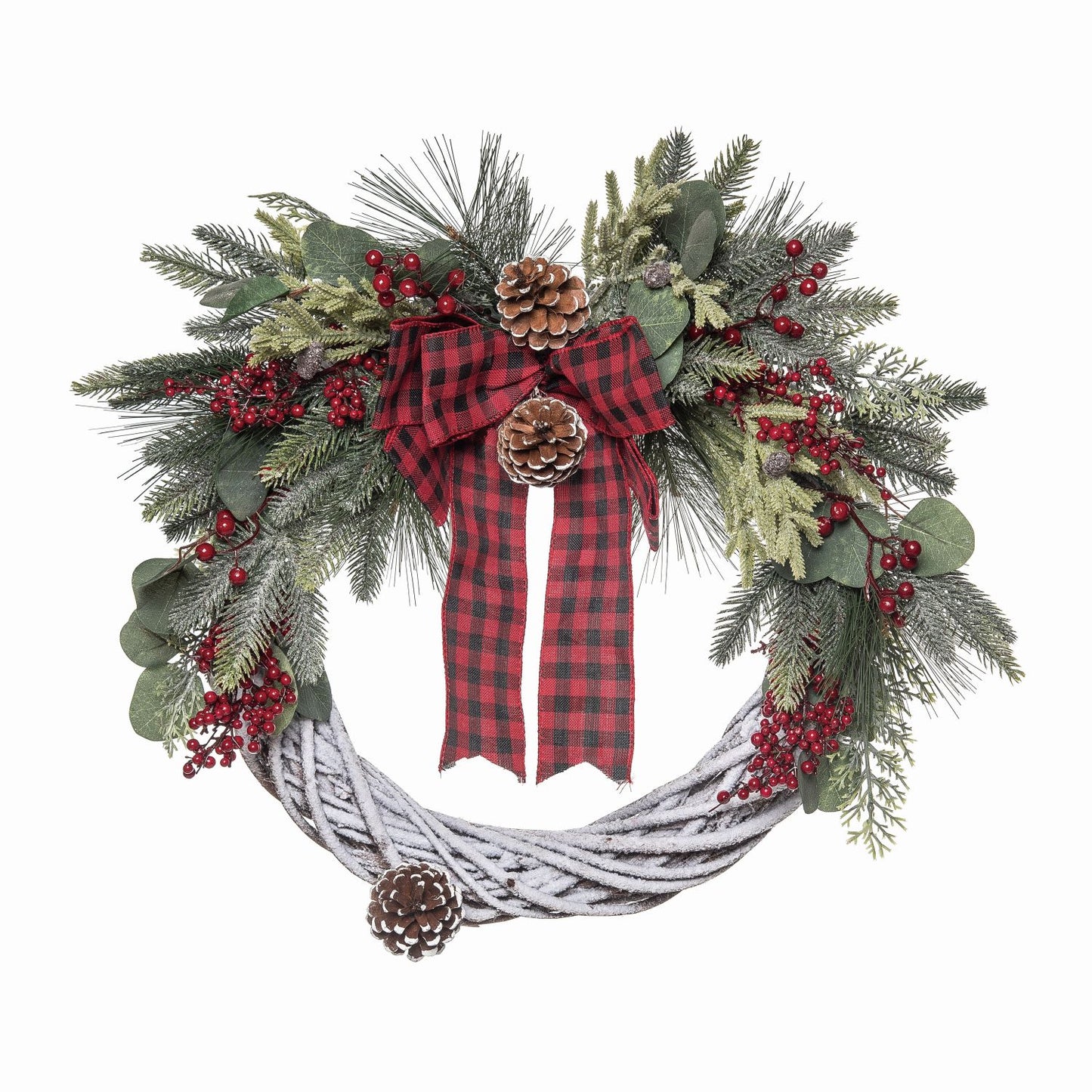 Transpac Woven Wood Wreath With Check Bow
