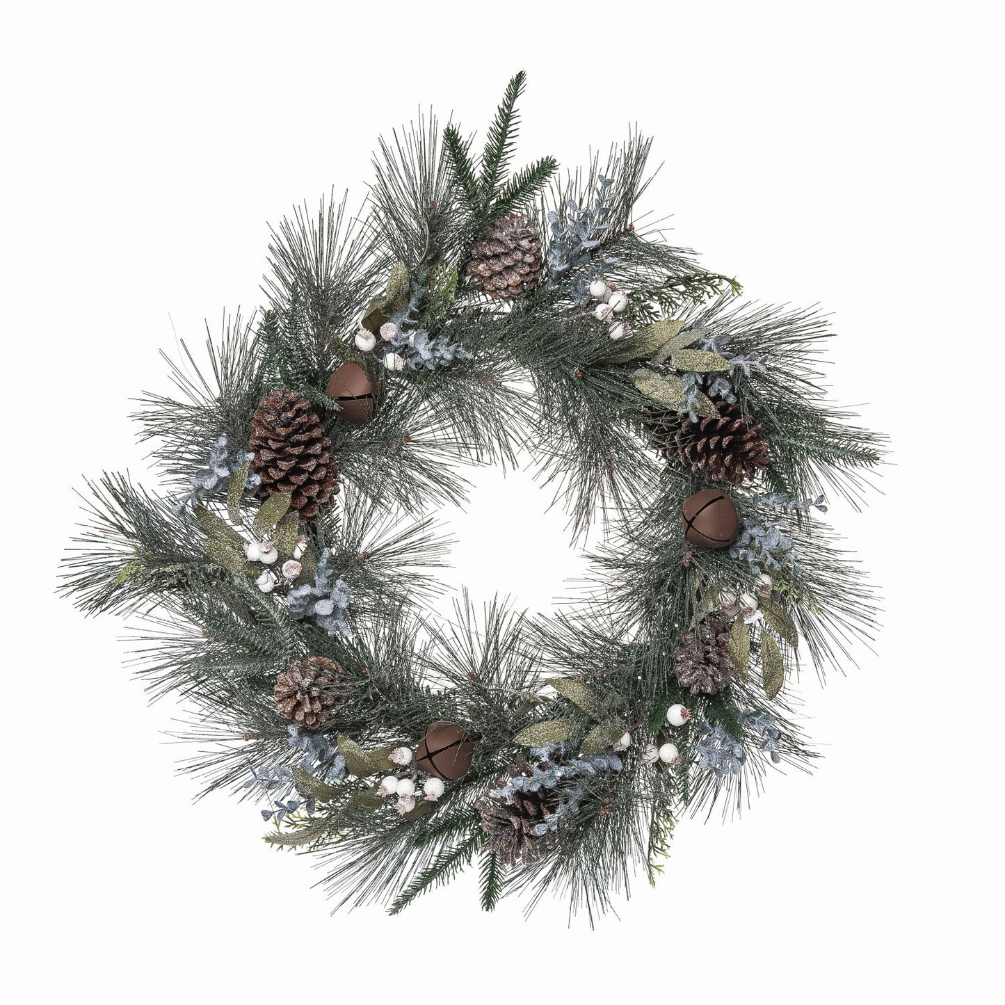 Transpac Mixed Greenery Wreath With Rustic Bells