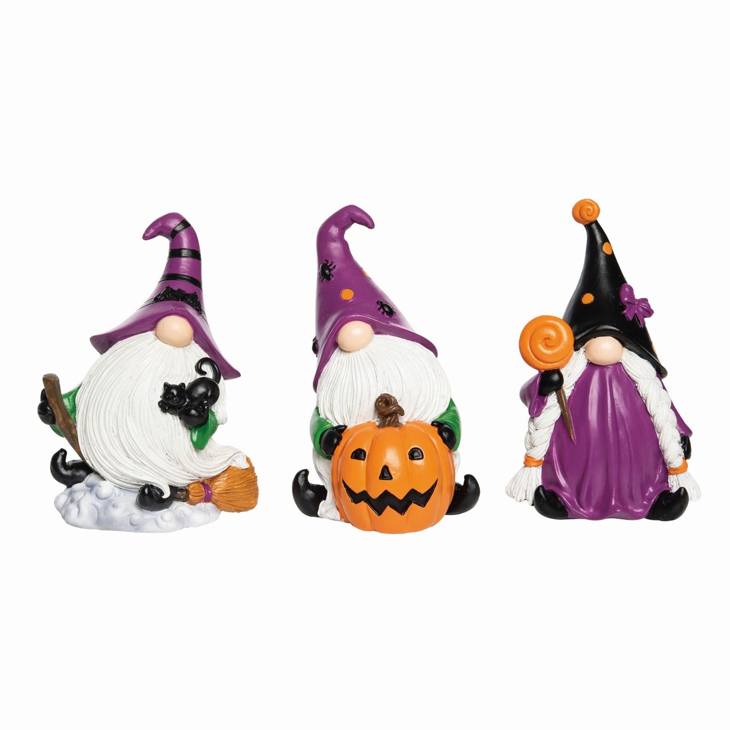 Transpac Resin Halloween Whimsical Gnome Figurine, Set Of 3, Assortment