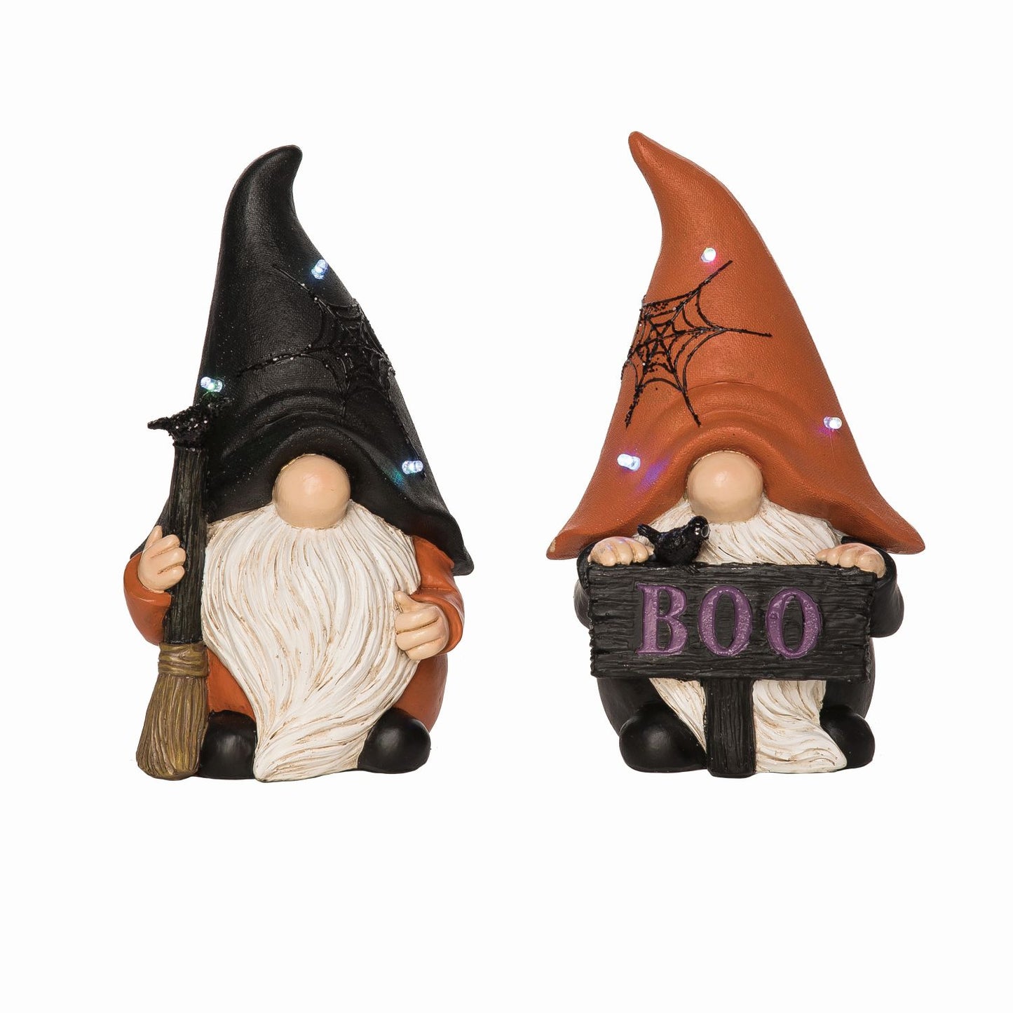 Transpac Light Up Spooky Gnome Figurine, Set Of 2, Assortment