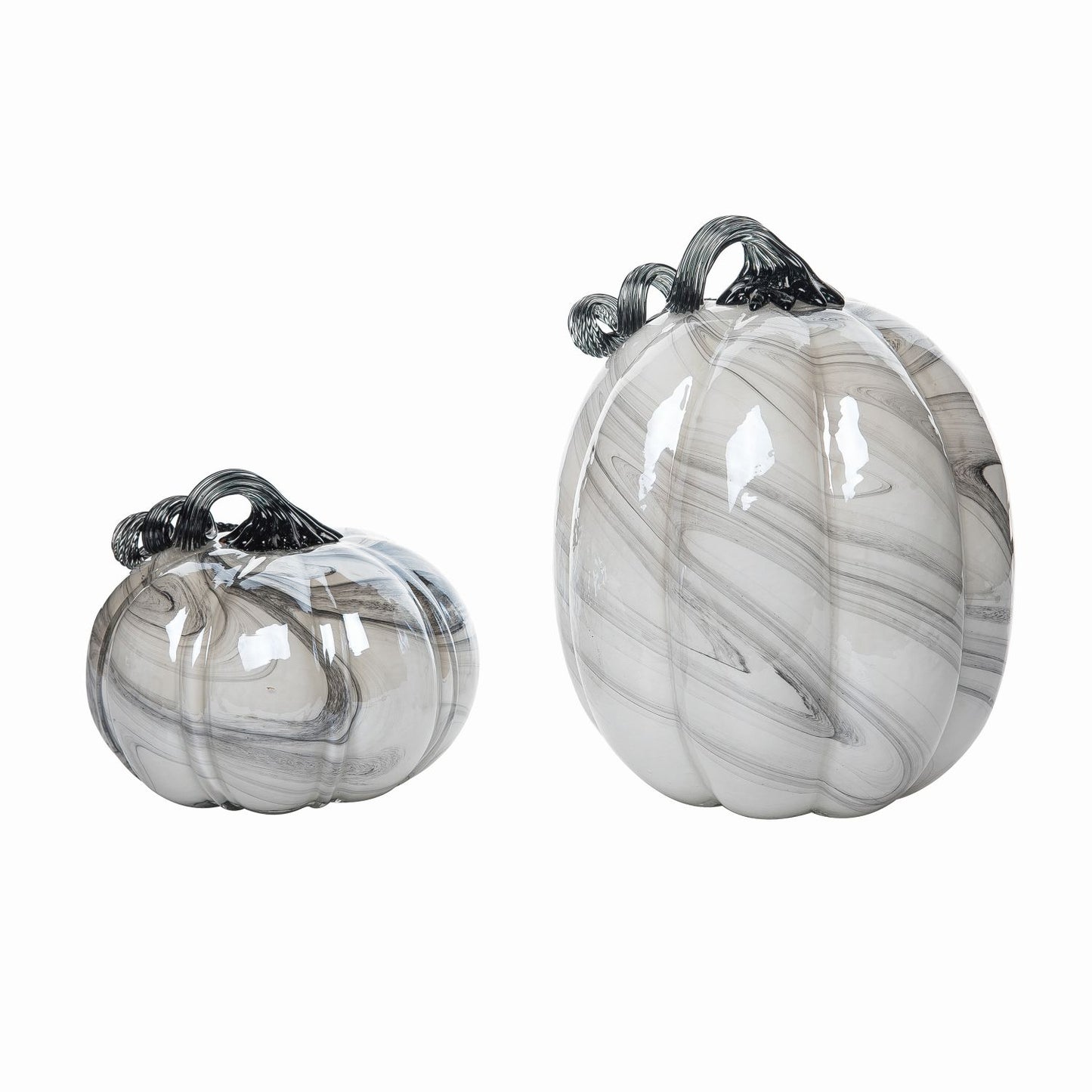 Transpac Glass Marble Pumpkins, Set Of 2