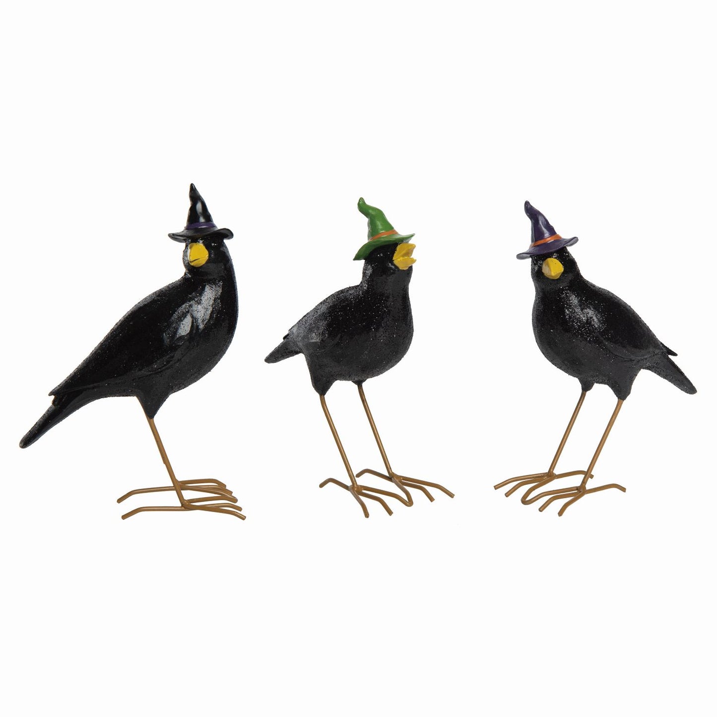 Transpac Resin Witch Hat Crow Decor, Set Of 3, Assortment