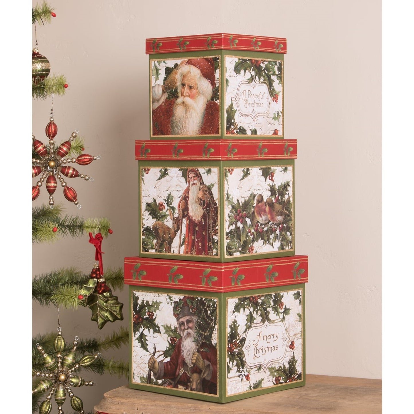 Bethany Lowe Holly Boxes Set Of 3