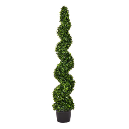 Vickerman Artificial Potted Green Boxwood Spiral Tree