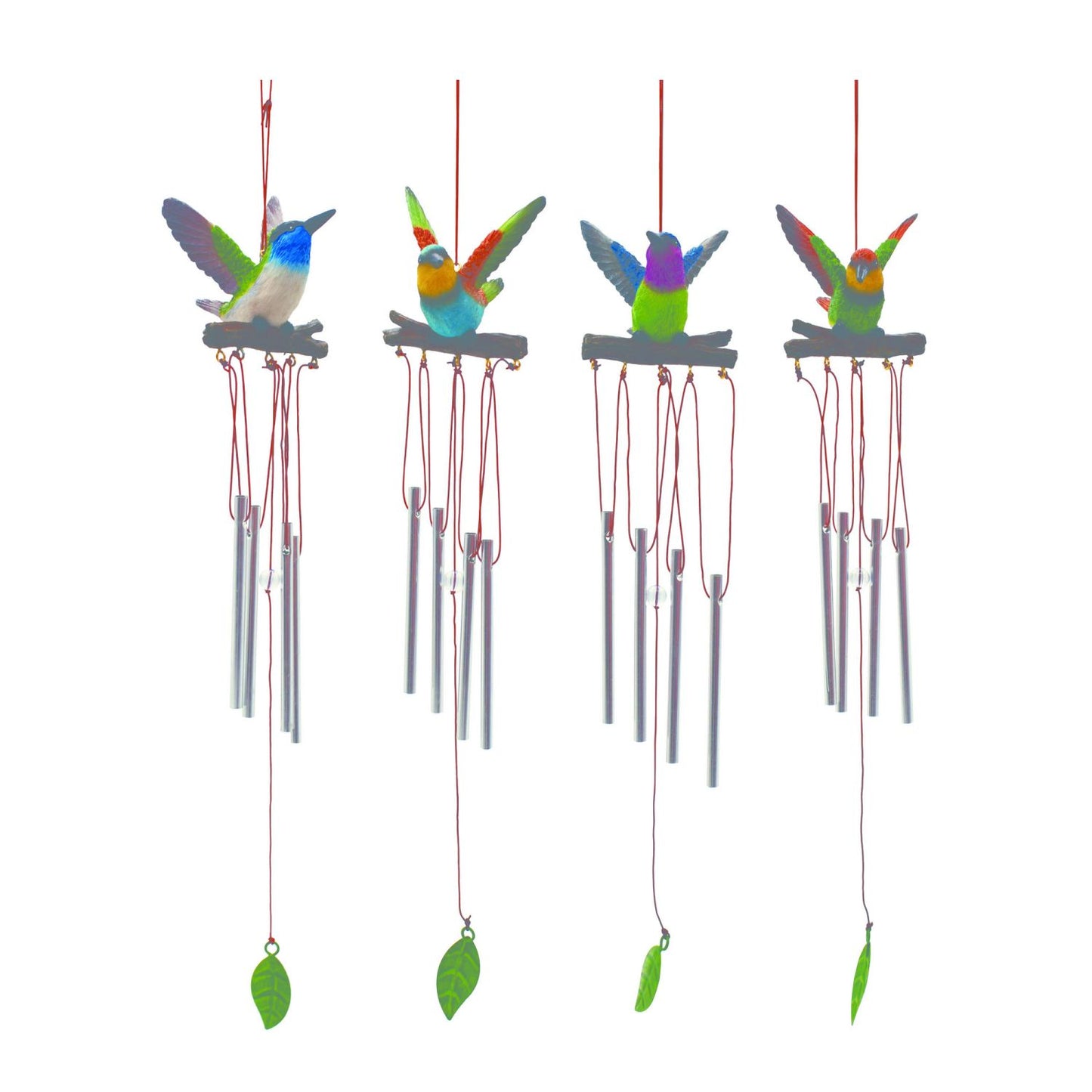 Transpac Resin/Metal Hummingbird Chime, Set Of 4, Assortment