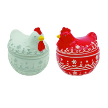 Load image into Gallery viewer, Ceramic Patterned Chicken Container With Lid, Set Of 2, Assortment