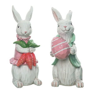 Transpac Large Resin Adorable Bunny Figurine, Set Of 2, Assortment.