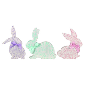 Transpac MDF Floral Easter Bunny Sitter, Set Of 3, Assortment