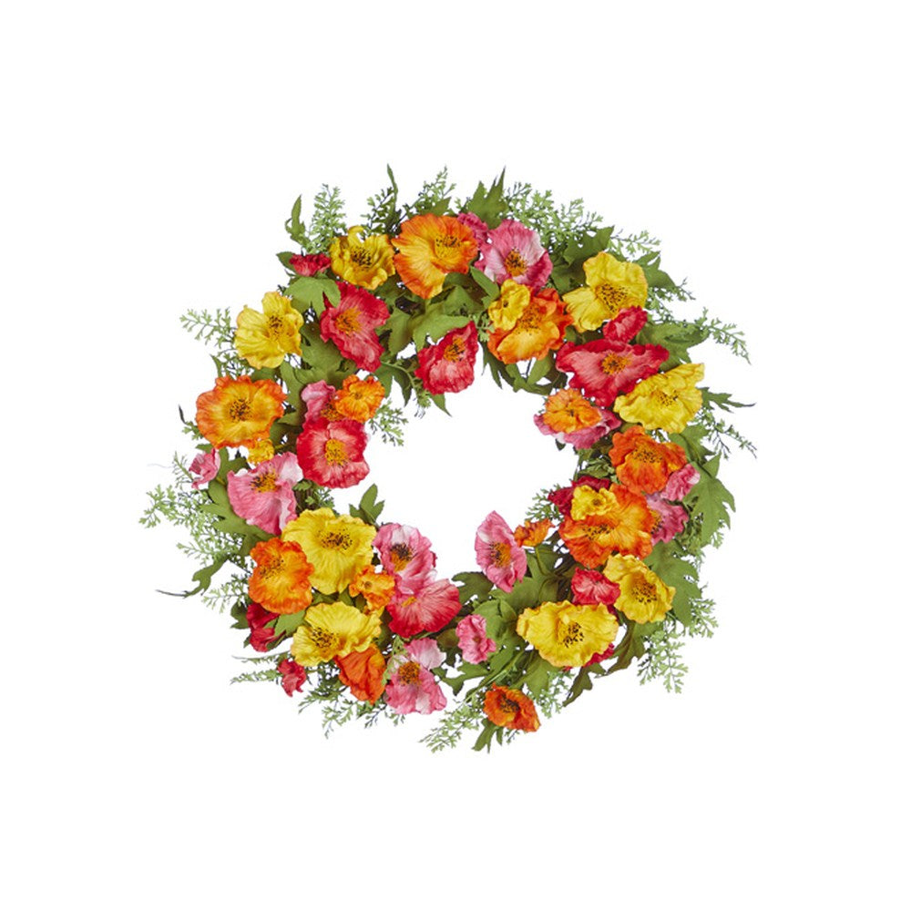 Raz Imports The Flower Shop 24-inch Poppy Wreath