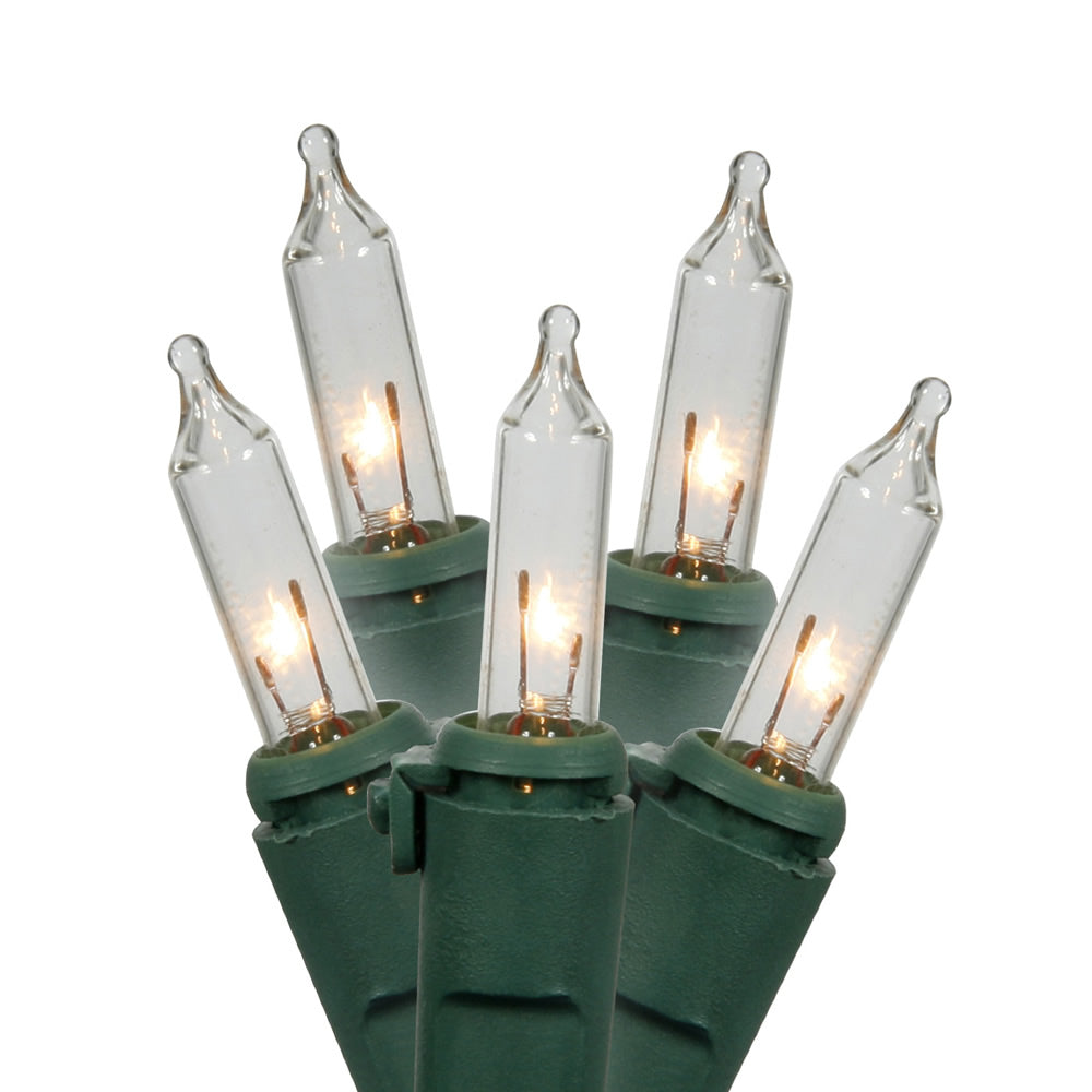 Vickerman 100 Clear Mini Light on Green Wire, 46' Christmas Light Strand