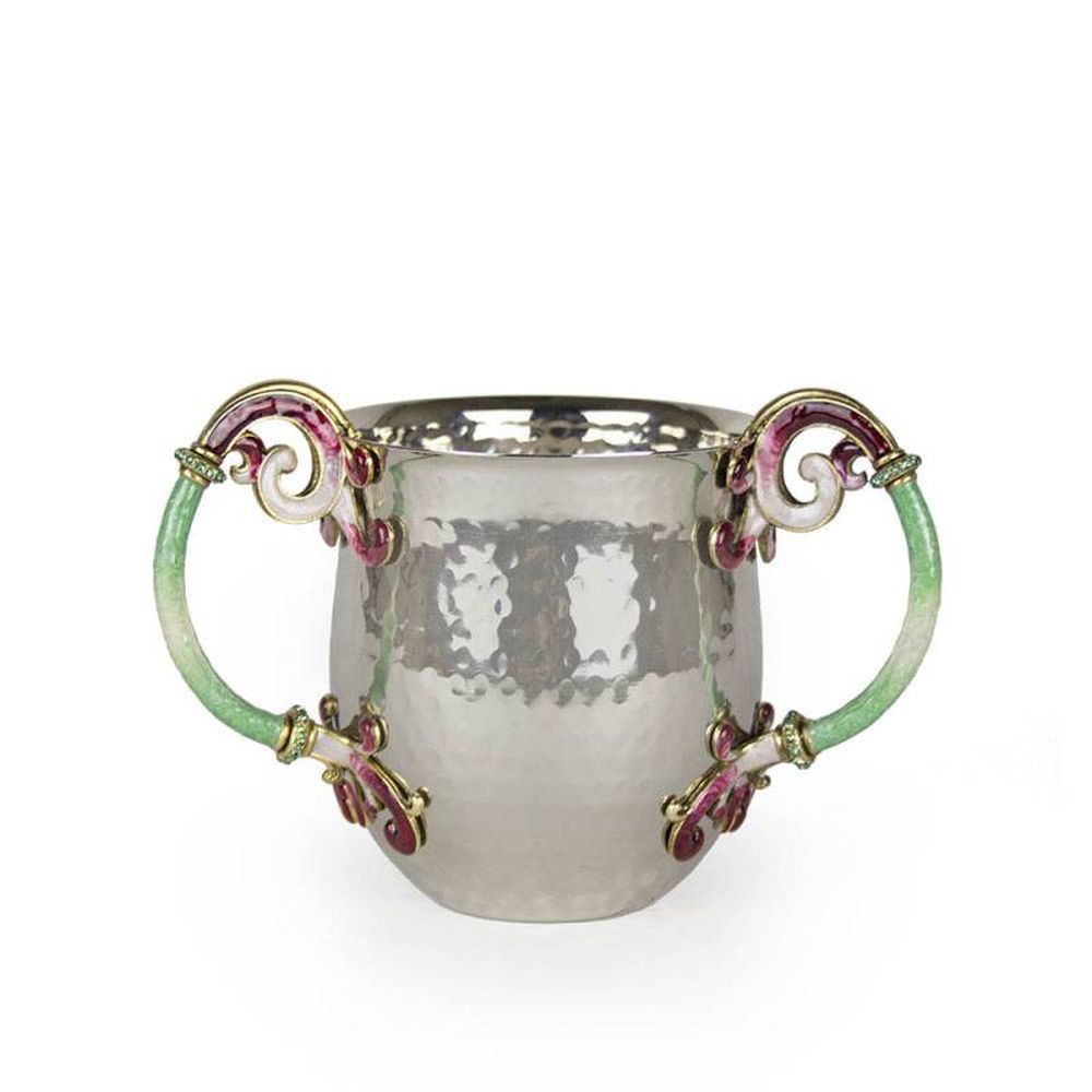 Quest Collection Hammered Fuchsia & Green Swirls Washing Cup