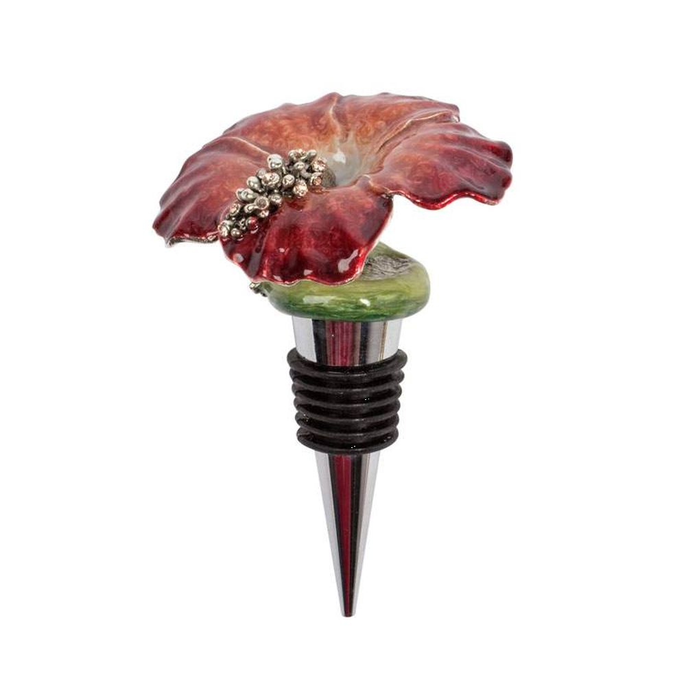 Quest Collection Hibiscus Flower Wine Stopper Red
