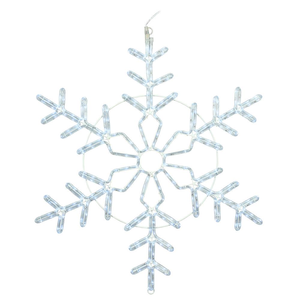 Vickerman 36" Pure White LED Forked Ropelight Snowflake, Plastic
