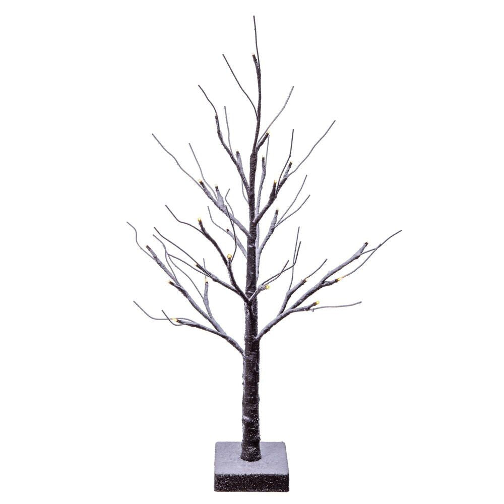 Vickerman 2' Brown Frosted Twig Tree, Battery Operated White 3mm Wide Angle LED