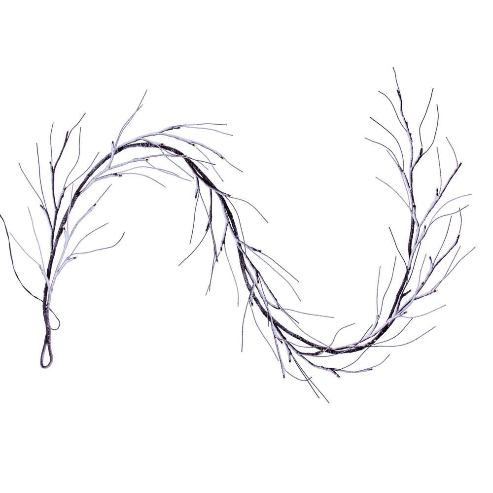 Vickerman 6' Brown Frosted Twig Garland, Battery Op. White 3mm Wide Angle LED