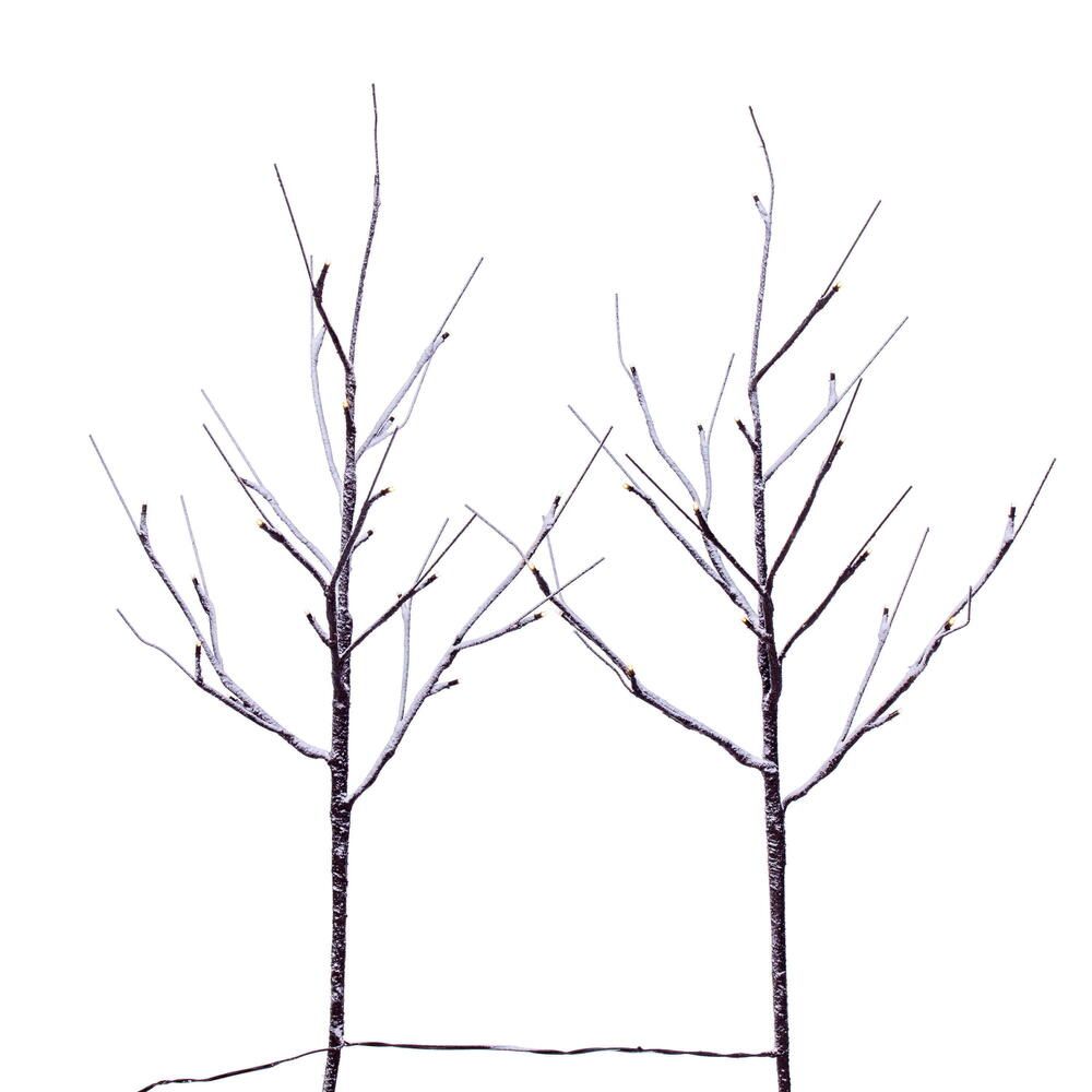 Vickerman 30" Brown Frosted Twig Branch, Batt. Op. Warm White 3mm LED, 2 per Box