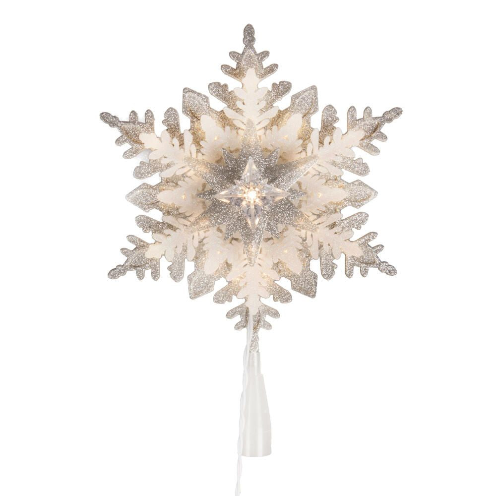 Vickerman 11.5" LED White 6 Point Snowflake Tree Top, White Motion Light Cast