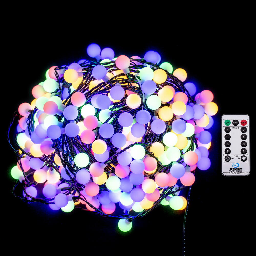 Vickerman 400 Light Multicolor LED 8 Function Cherry Light Set w/ Remote Control