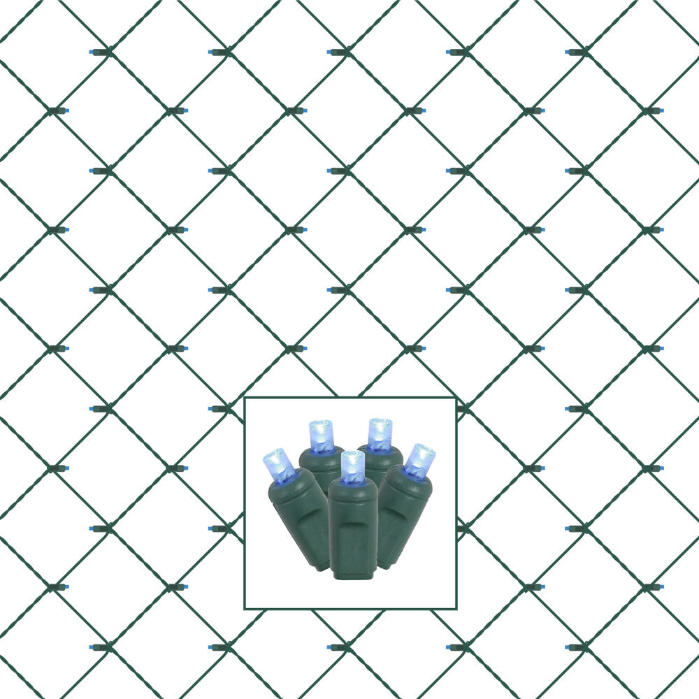 Vickerman 120 Blue Wide Angle Led Net Christmas Net Light Set, Green Wire