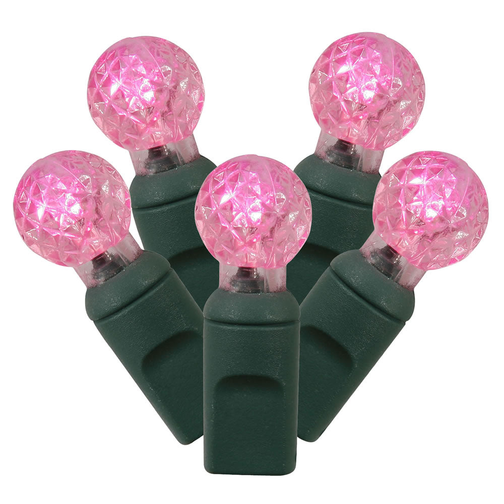 Vickerman 50 Pink G12 LED Light on Green Wire, 25' Christmas Light Strand