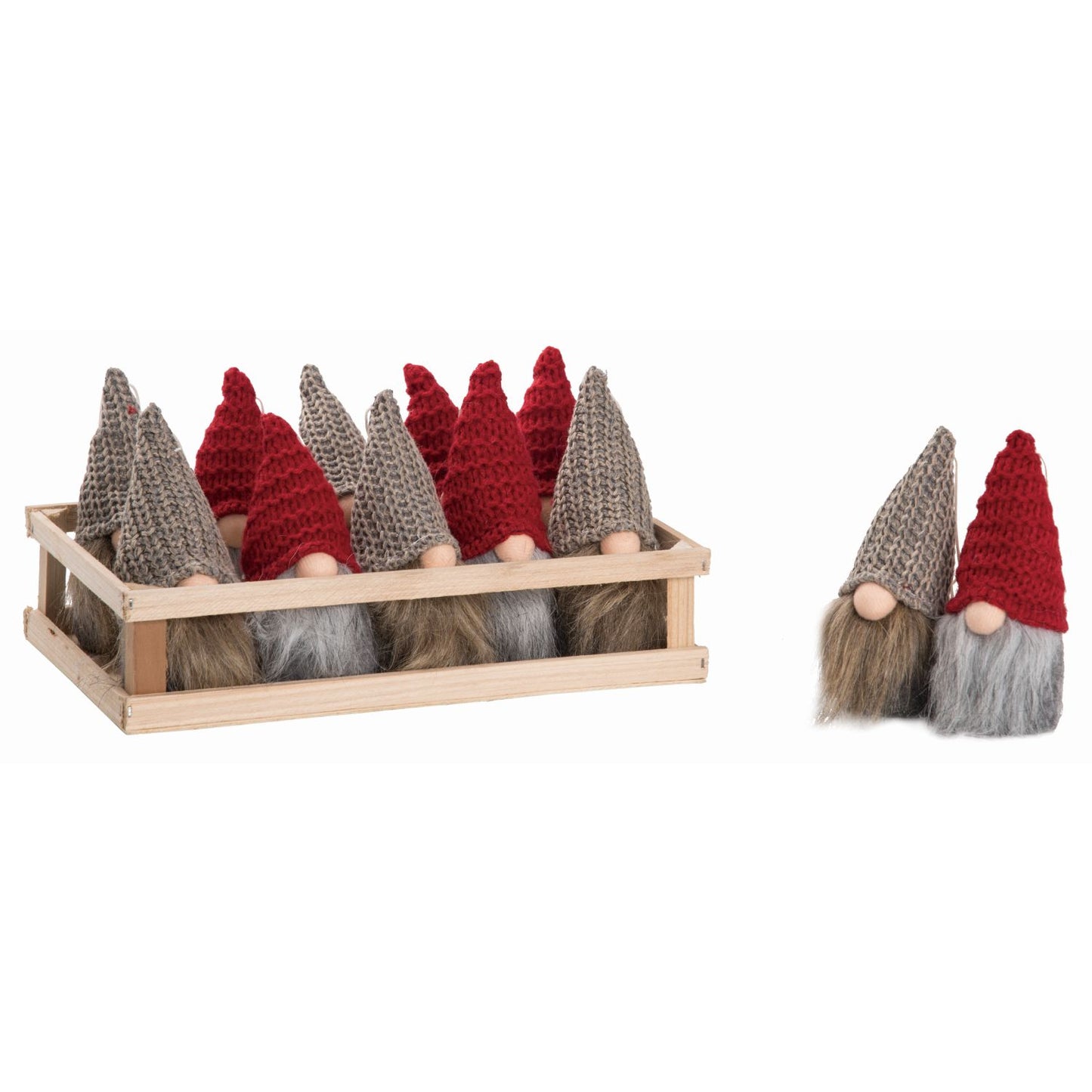 Transpac Plush Santa Gnome Ornaments In Crate, Set Of 12