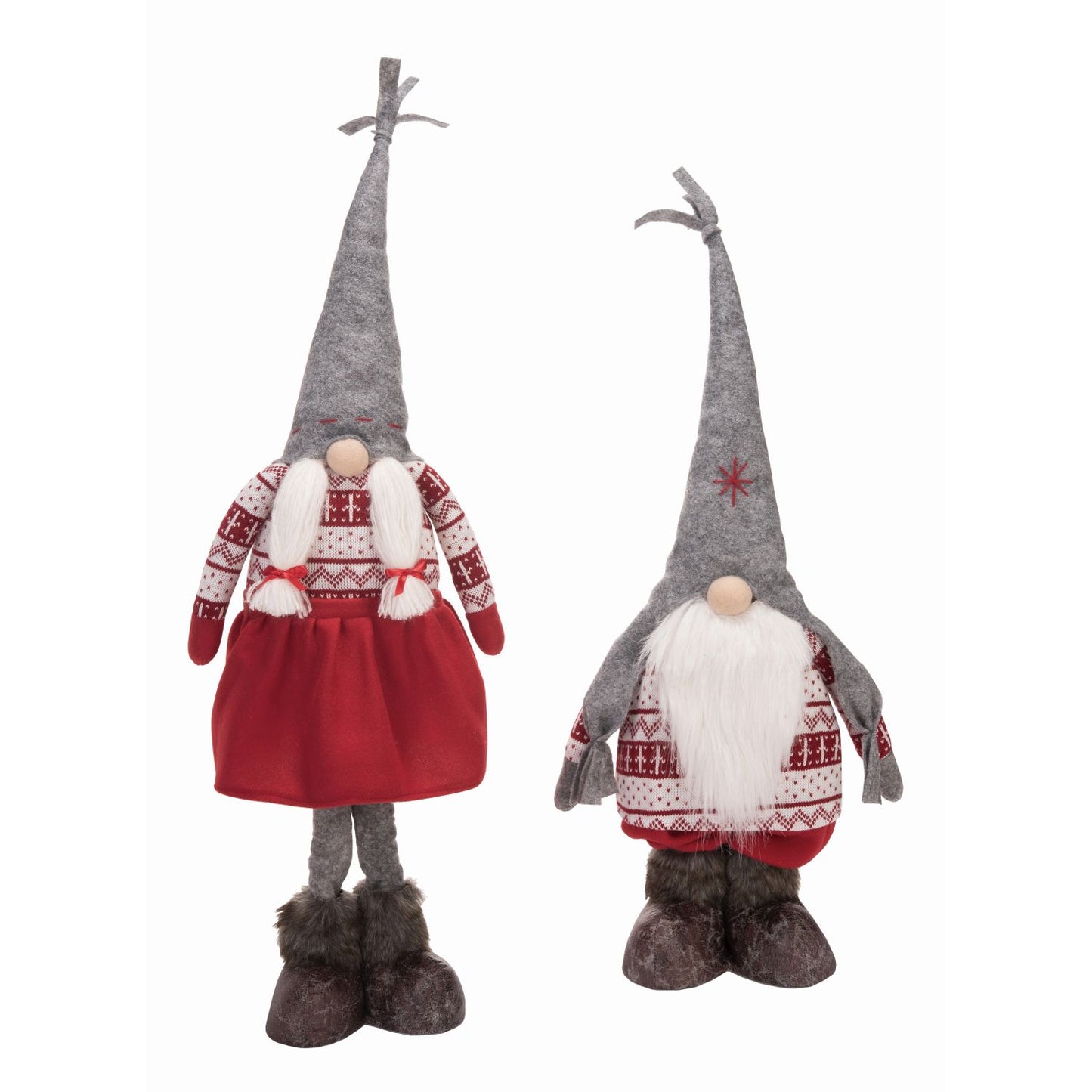 Transpac Plush Telescoping Christmas Gnome, Set Of 2, Assortment