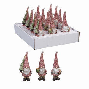 Transpac Resin Mini Gnomes With Tree In Display, Set Of 12
