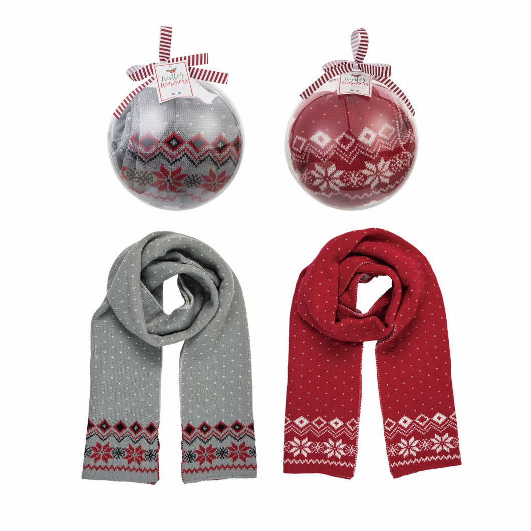 Transpac Fabric Scarf In Ball Ornament, Set Of 2, Assortment
