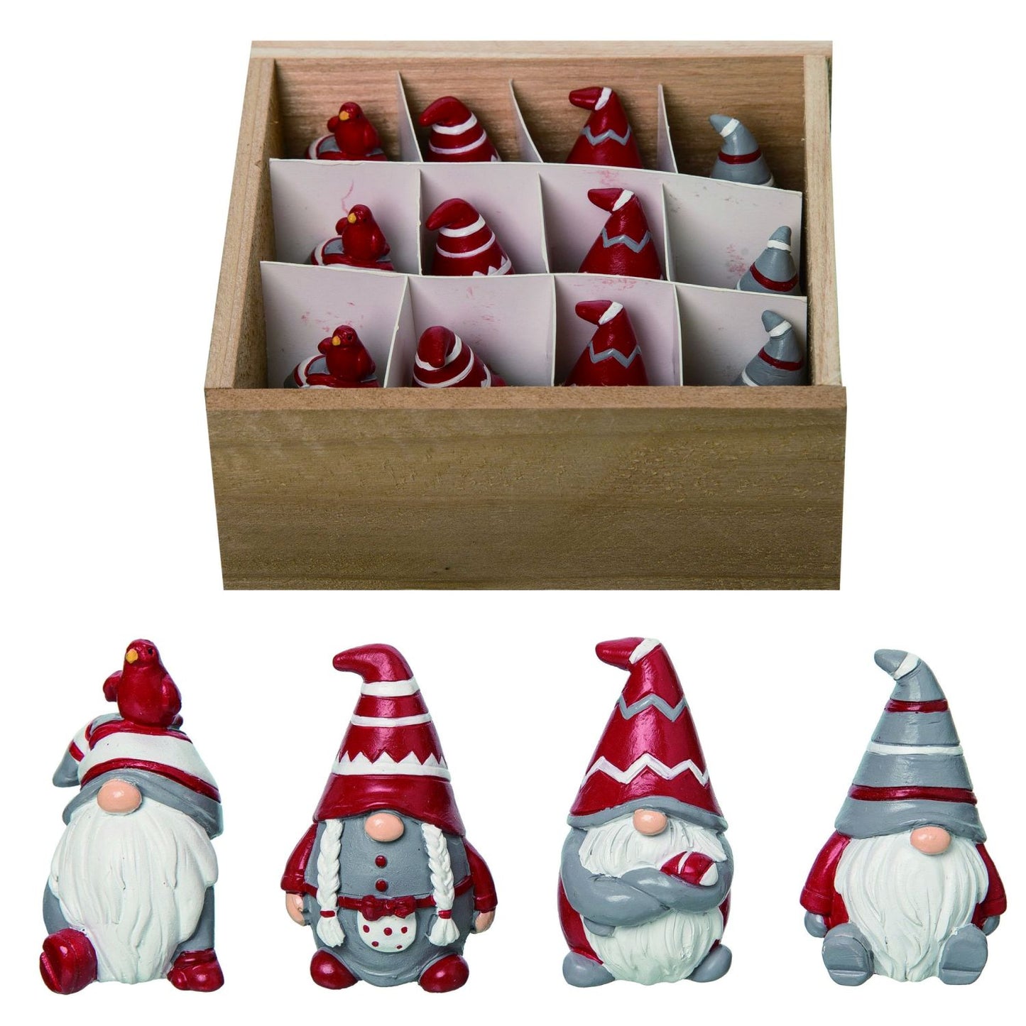 Transpac Resin Mini Gnomes In Crate Set Of 12