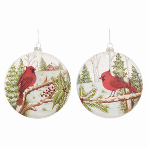 Transpac Glass Cardinal Woods Ornament, Set Of 2, Assortment