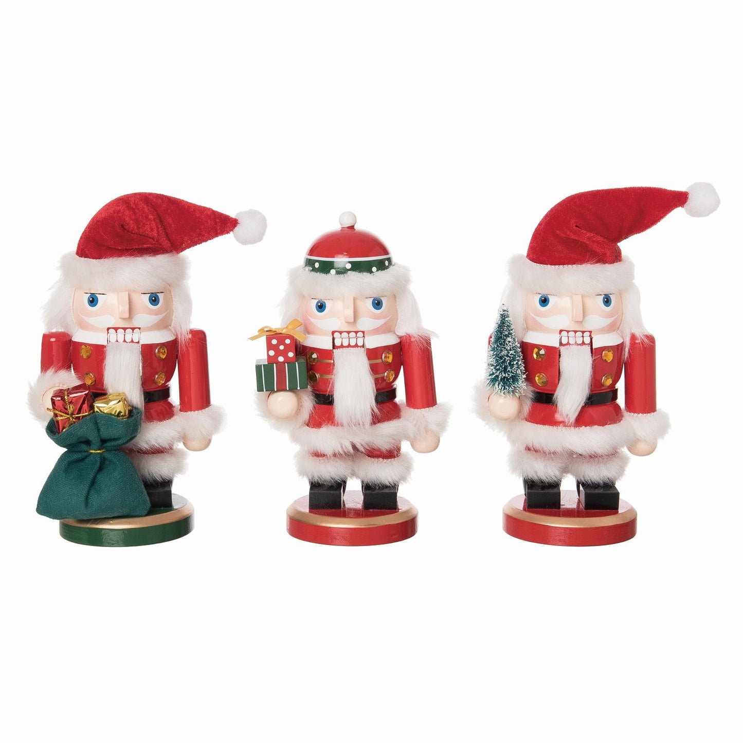 Transpac Wood Short Stack Santa With Gifts, Set Of 3, Assortment
