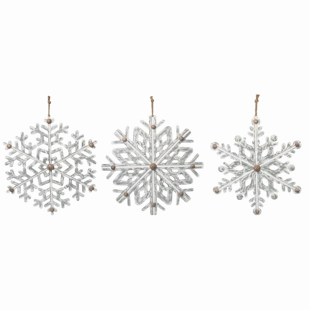 Transpac Metal Snowflake Decor, Set Of 3, Assortment