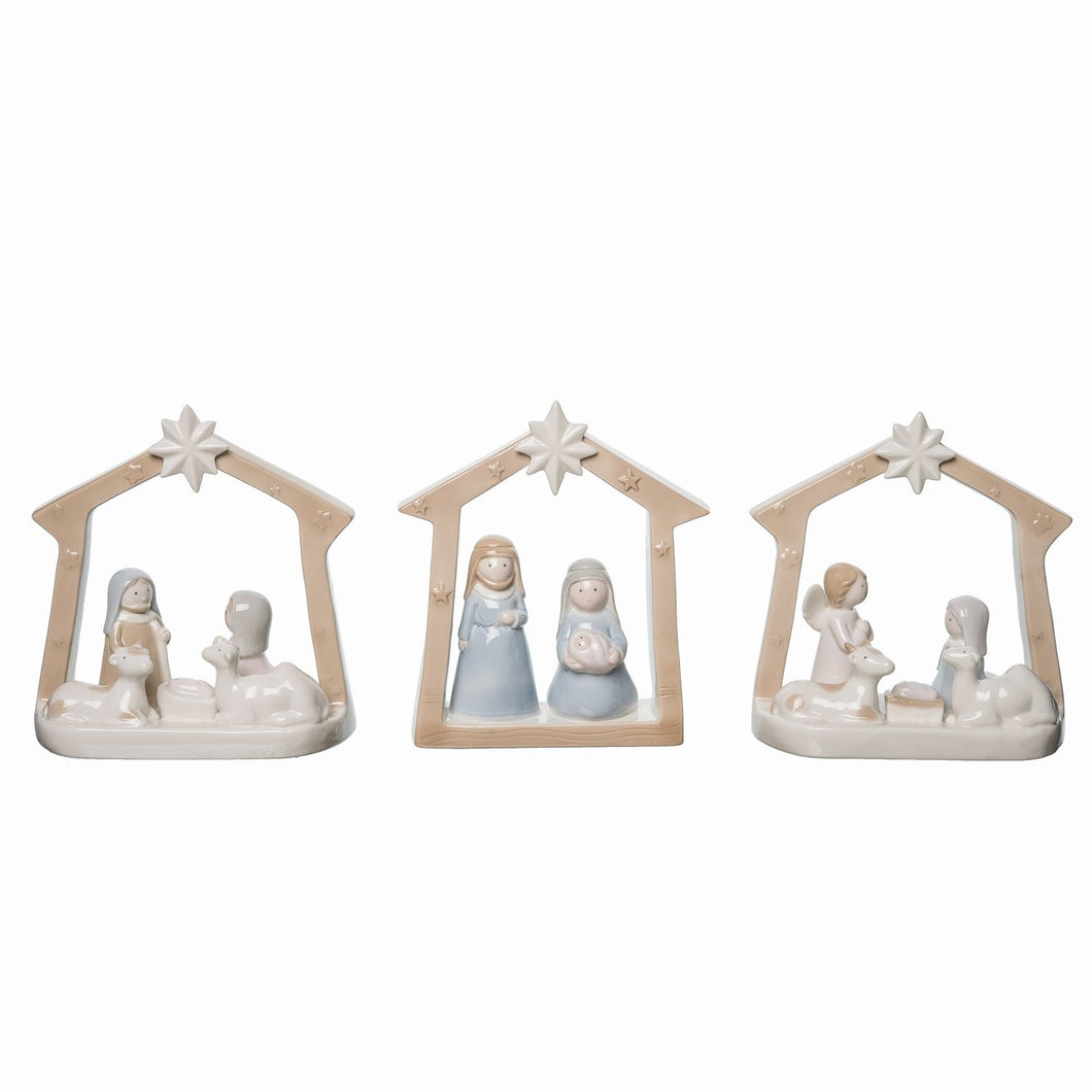 Transpac Ceramic Nativity Decor, Set Of 3, Assortment