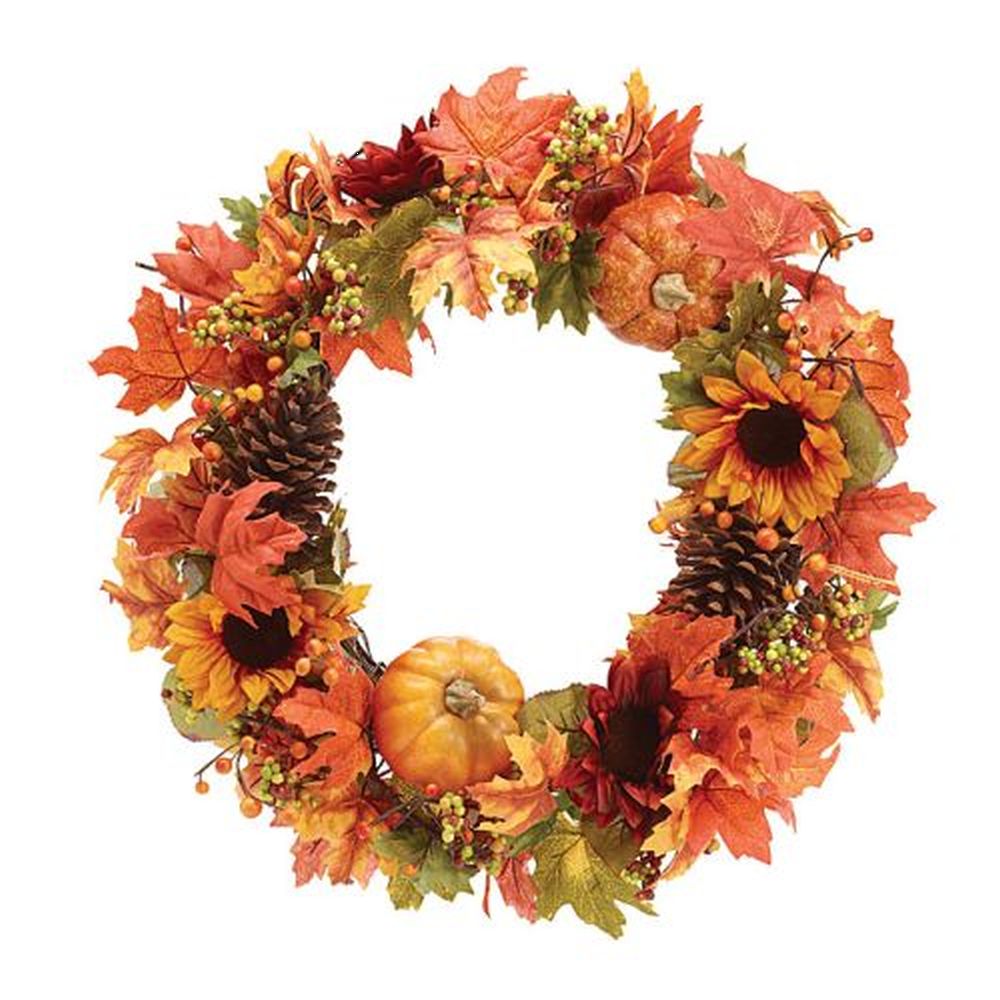 Burton & Burton Pumpkins/Sunflower 18" Wreath