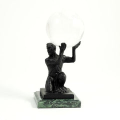 Cast Metal Atlas Ball Holder With Bronzed Finish-Marble Base