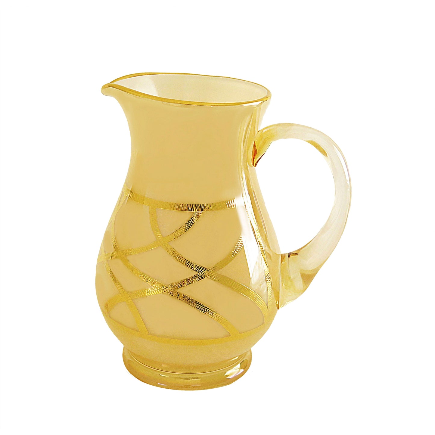 Classic Touch Amber Milky Glass Pitcher 24K Gold Artwork, 9"
