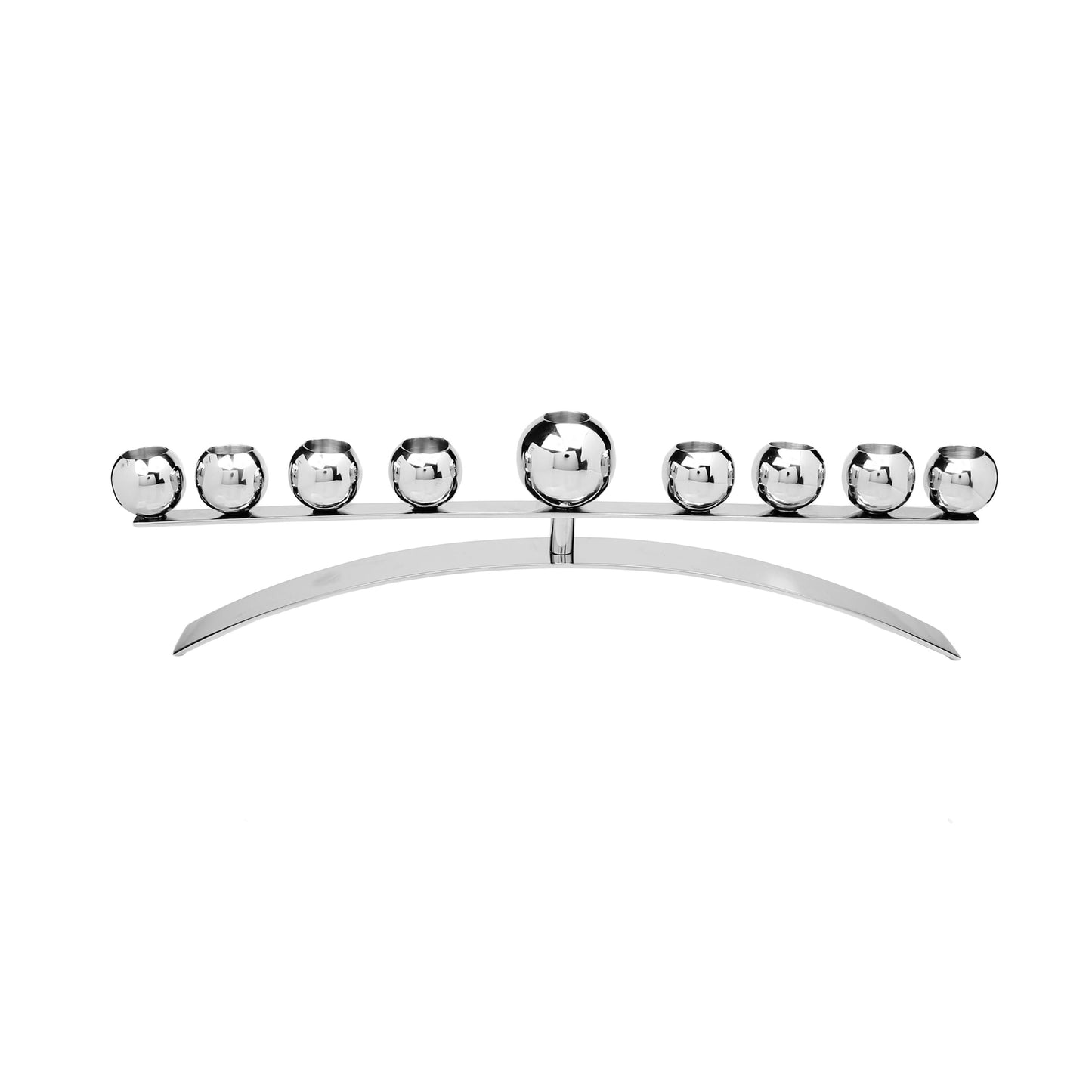 Classic Touch Decor 17" Stainless Steel Modern Menorah, Silver