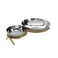 Classic Touch Decor 2 Bowl Relish Dish With Removable Bowls, Stainless Steel