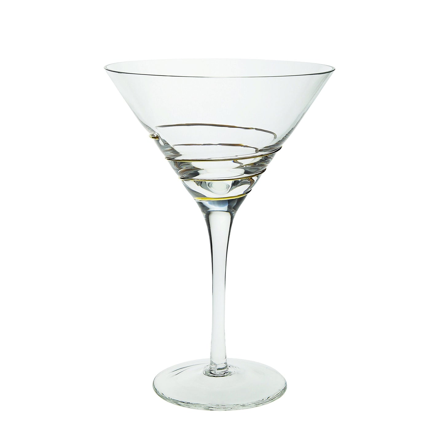 Classic Touch Decor 4 Martini Glasses With Gold Swirl Design, 8"