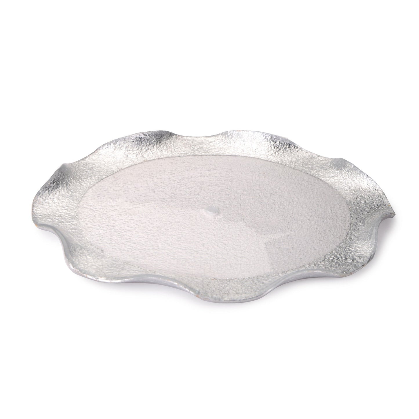 Classic Touch Decor 9" Set Of 4 Silver Wavy Plates, Glass