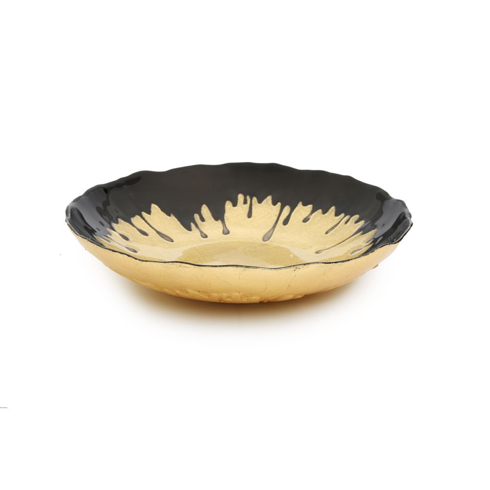 Classic Touch Decor Black Dipped Gold Salad Bowl 11.75"