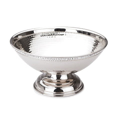 Classic Touch Decor Footed Stainless Steel Bowl with Stones, Silver, 6"
